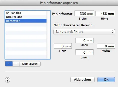 Papierformat anpassen