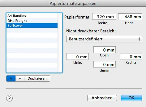 Papierformat anpassen
